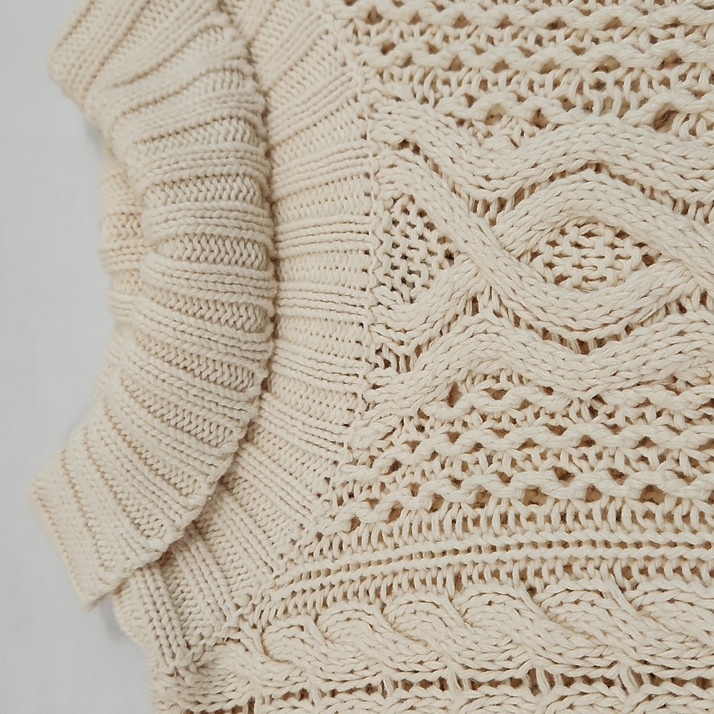 Yorkshire Knitting Co. Cream Turtle Neck Fishermans Vintage Sweater. Size L - Picture 9 of 9